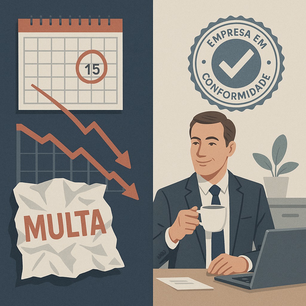 Empresário preocupado com multa por irregularidade na CIPA, ilustrando os riscos da não conformidade com as normas de SST."
Título da Imagem: "Evite Multas da CIPA: Consequências da Não Conformidade"